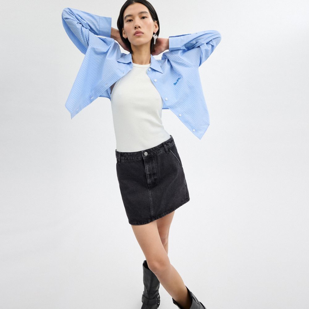 Blue Black Coach Denim In Organic Cotton Women Skirt | SG_CH64443