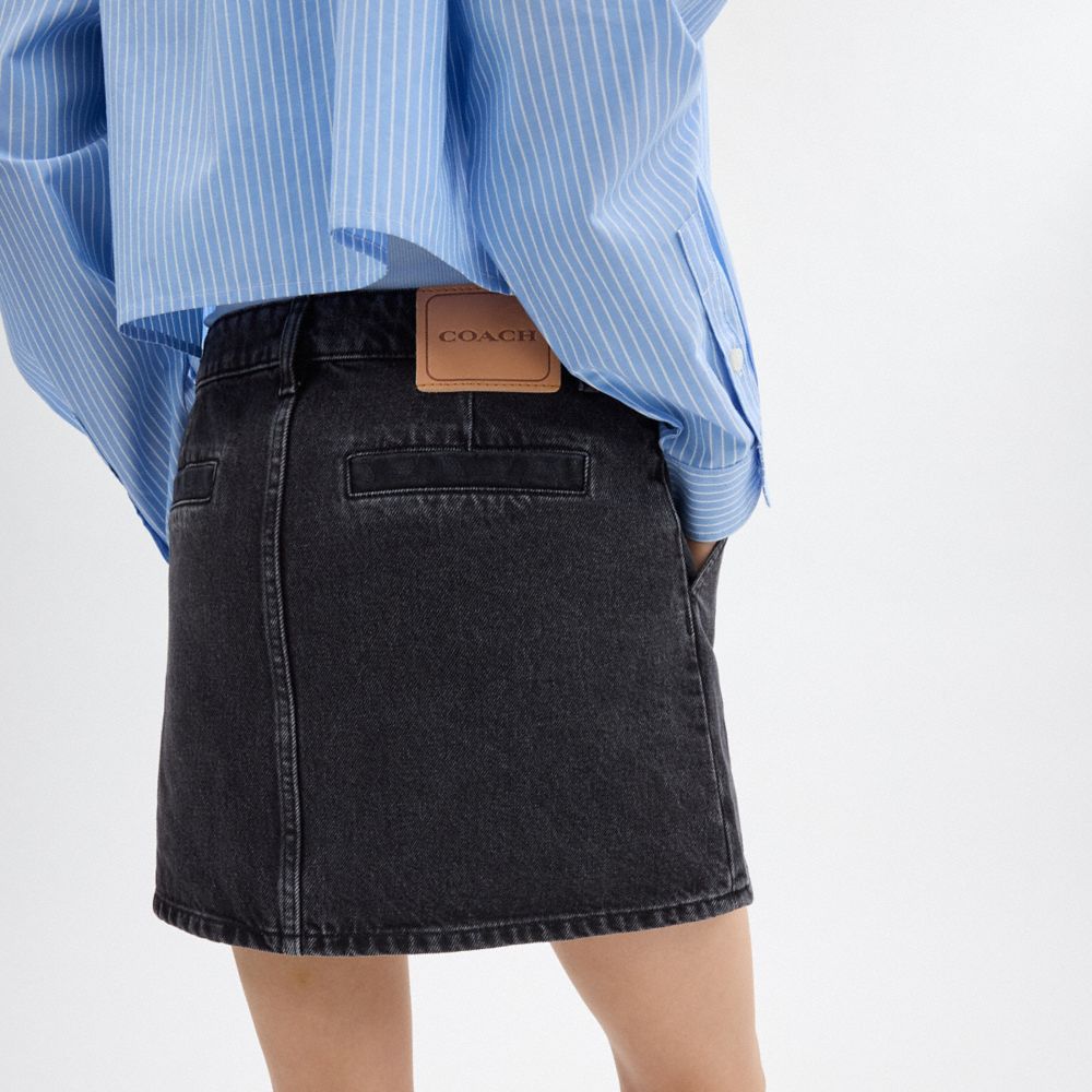 Blue Black Coach Denim In Organic Cotton Women Skirt | SG_CH64443