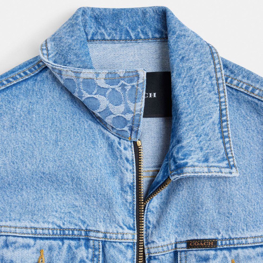 Blue Coach Denim Crop In Organic Cotton Women Jackets | SG_CH62983