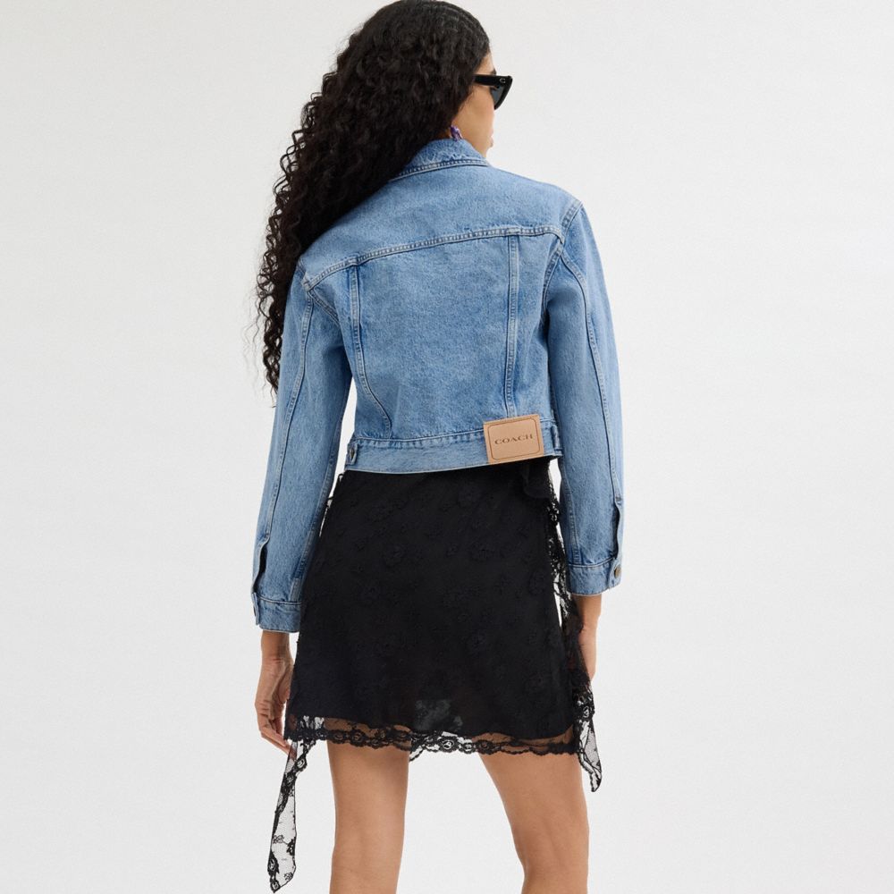 Blue Coach Denim Crop In Organic Cotton Women Jackets | SG_CH62983