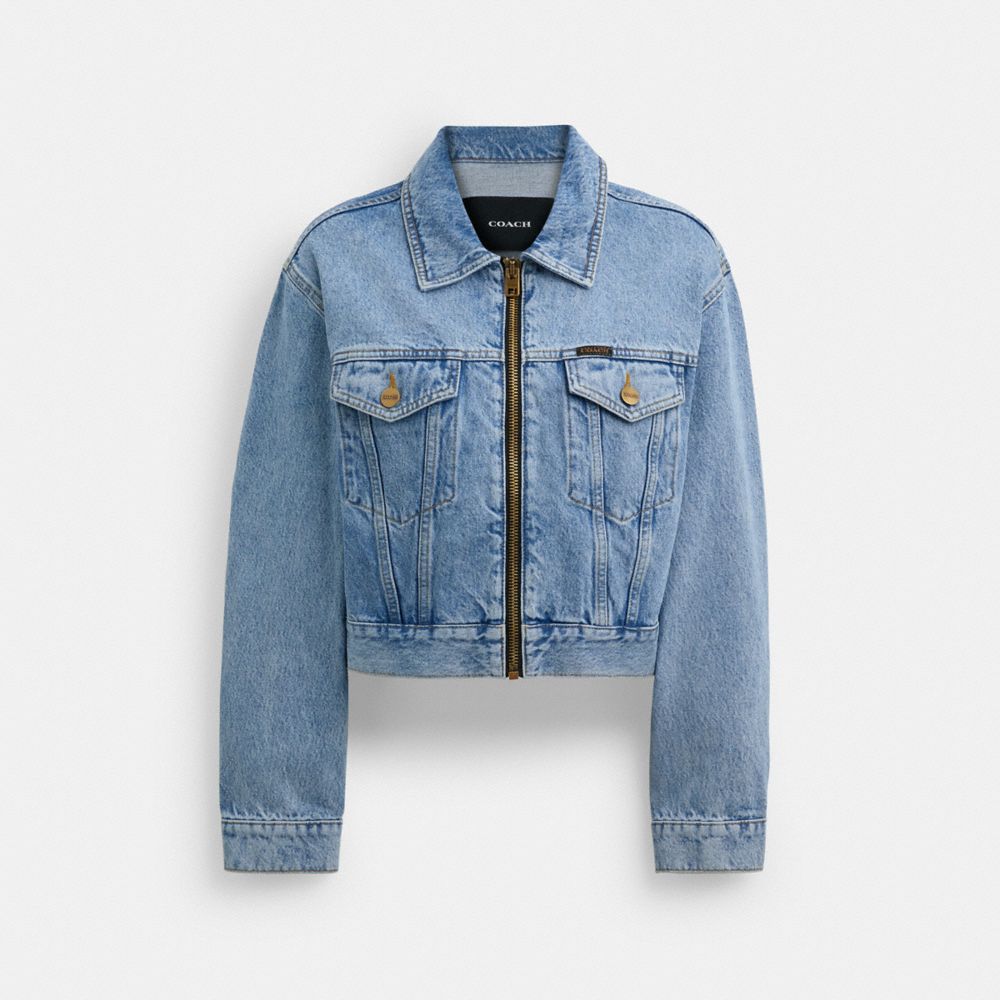 Blue Coach Denim Crop In Organic Cotton Women Jackets | SG_CH62983