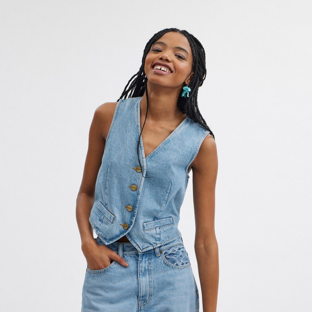 Blue Coach Denim In Organic Cotton Women Tops | SG_CH90442