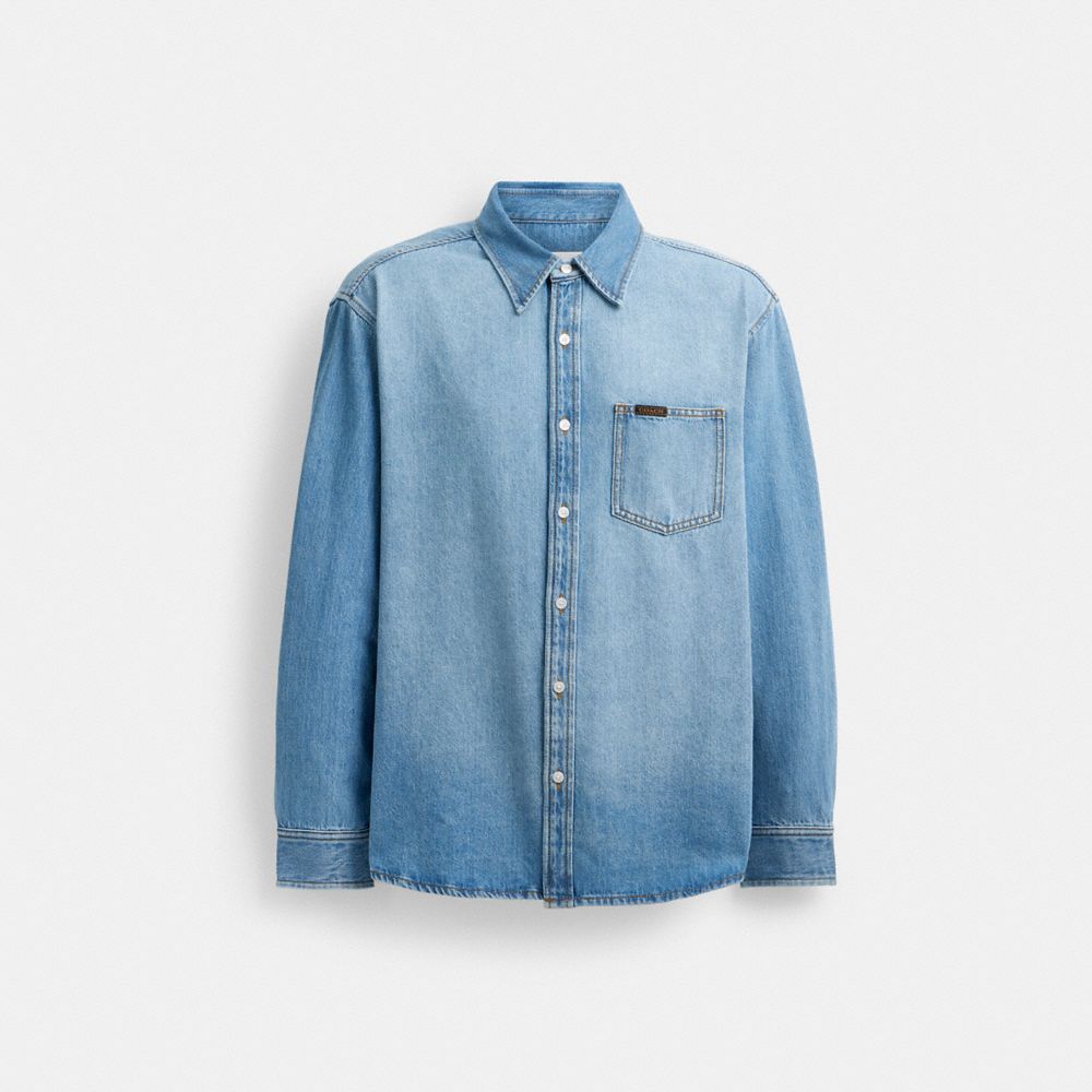 Blue Coach Denim Men Shirts | SG_CH40726