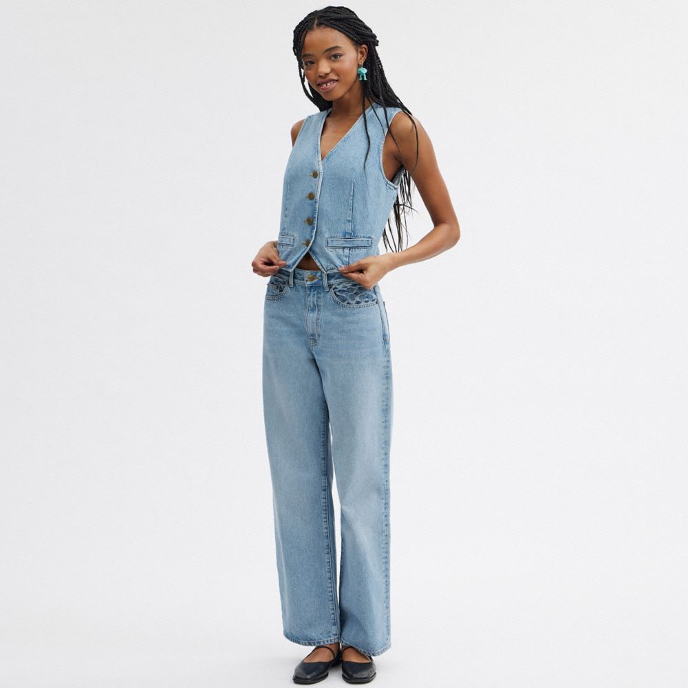 Blue Coach Loose Fit Women Jeans | SG_CH63777