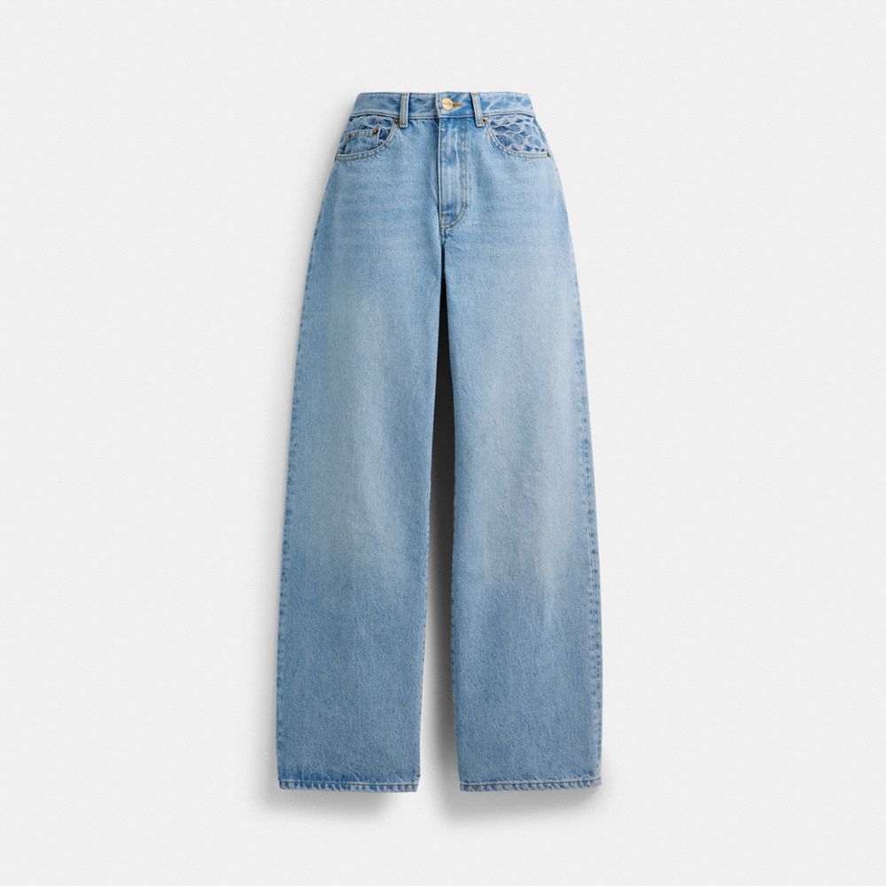 Blue Coach Loose Fit Women Jeans | SG_CH63777