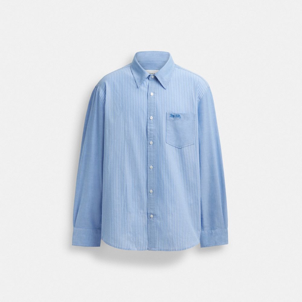 Blue / White Coach Mix Media Men Shirts | SG_CH18296