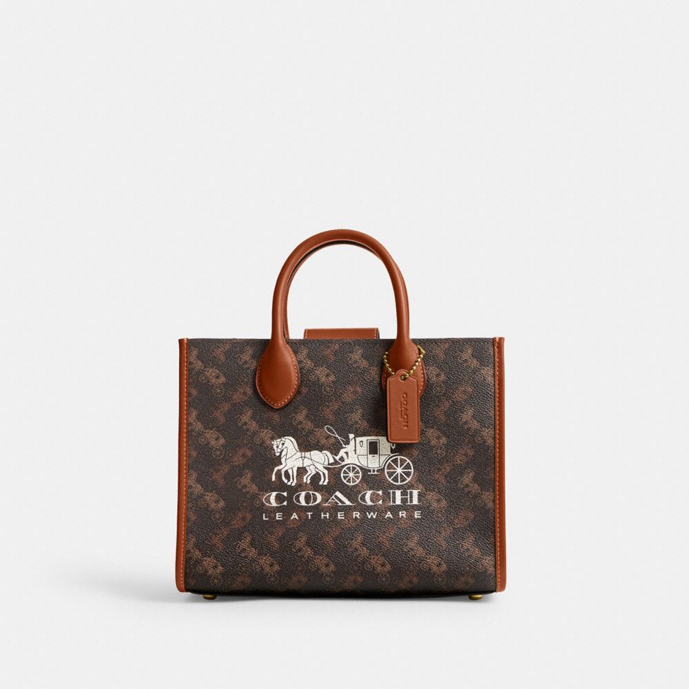 Brown Coach Ace 26 With Horse And Carriage Print Brass Women Tote Bag | SG_CH58120