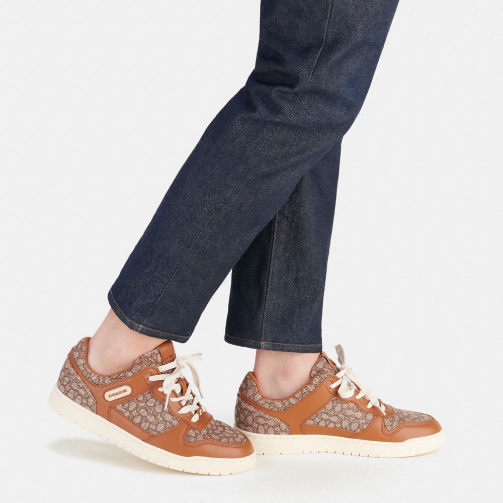 Brown Coach C201 In Micro Signature Jacquard Burnished Amber Men Sneakers | SG_CH47357