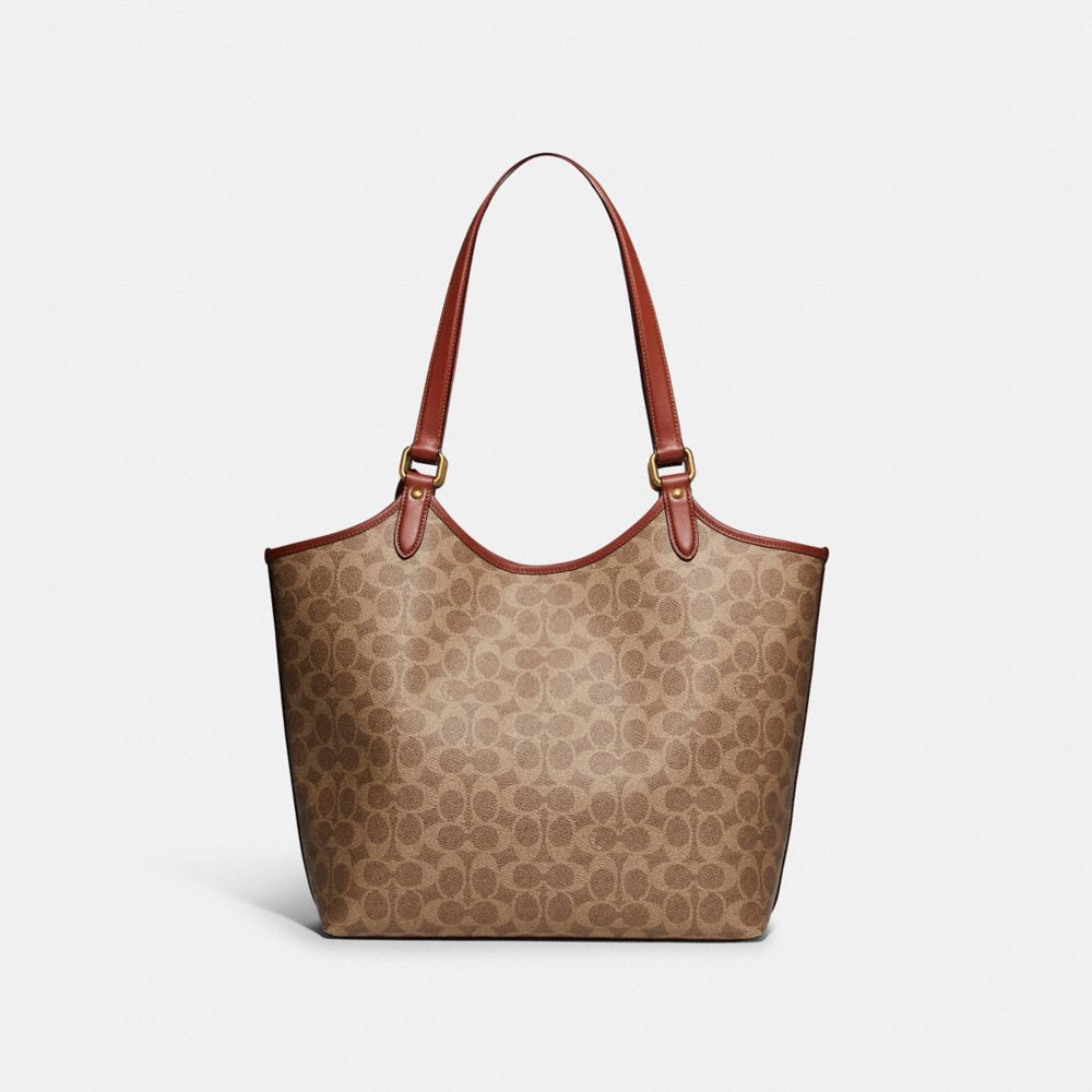 Brown Coach Day In Signature Canvas Brass Women Tote Bag | SG_CH93612