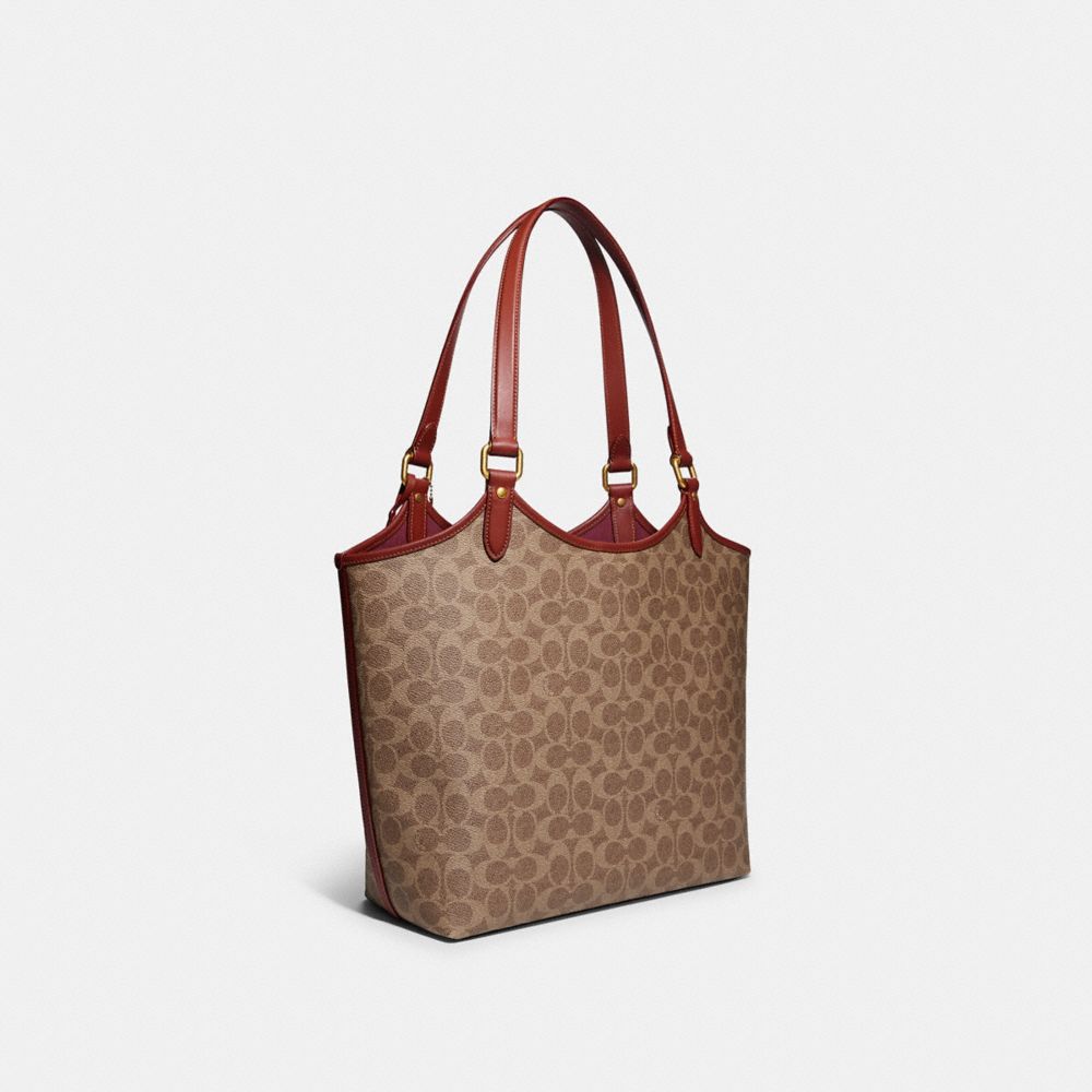 Brown Coach Day In Signature Canvas Brass Women Tote Bag | SG_CH93612