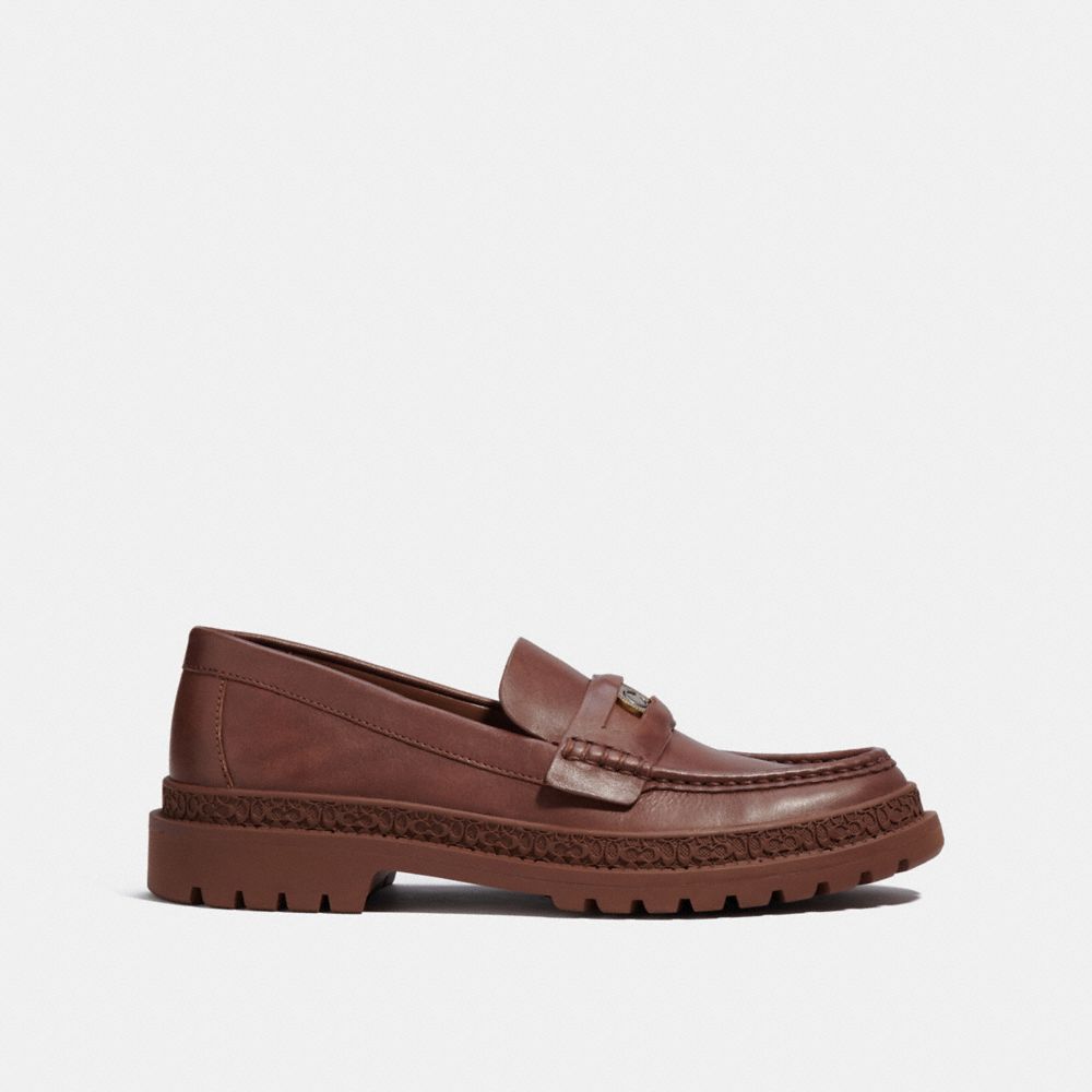 Brown Coach Loafer With Signature Coin Men Loafers | SG_CH98525