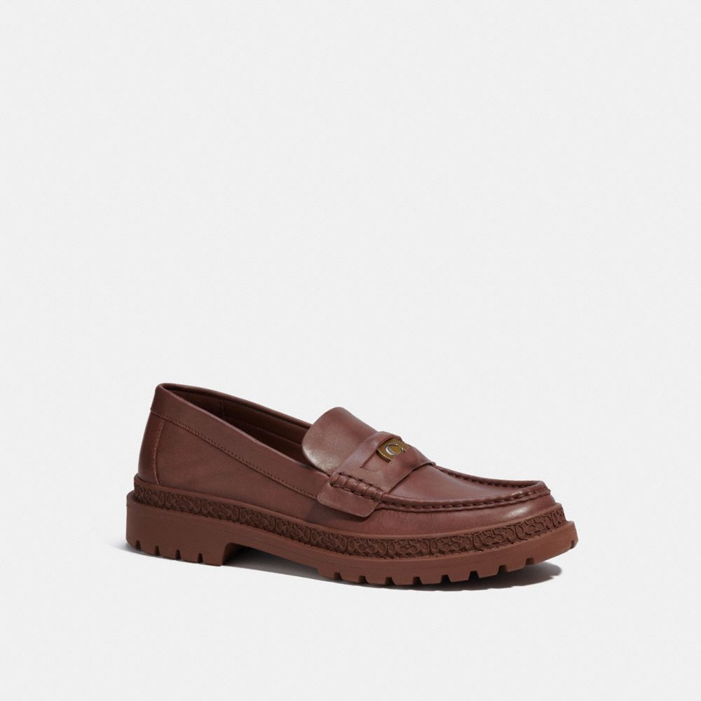 Brown Coach Loafer With Signature Coin Men Loafers | SG_CH98525