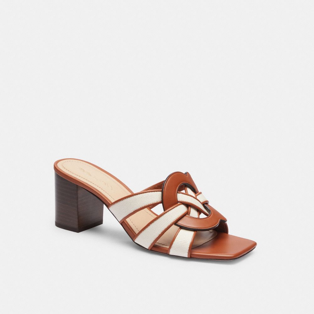 Brown Coach Nikki Chalk Burnished Amber Women Sandals | SG_CH59906