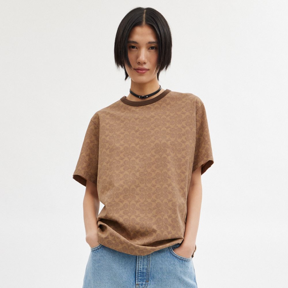 Brown Coach Signature Women T Shirts | SG_CH37472