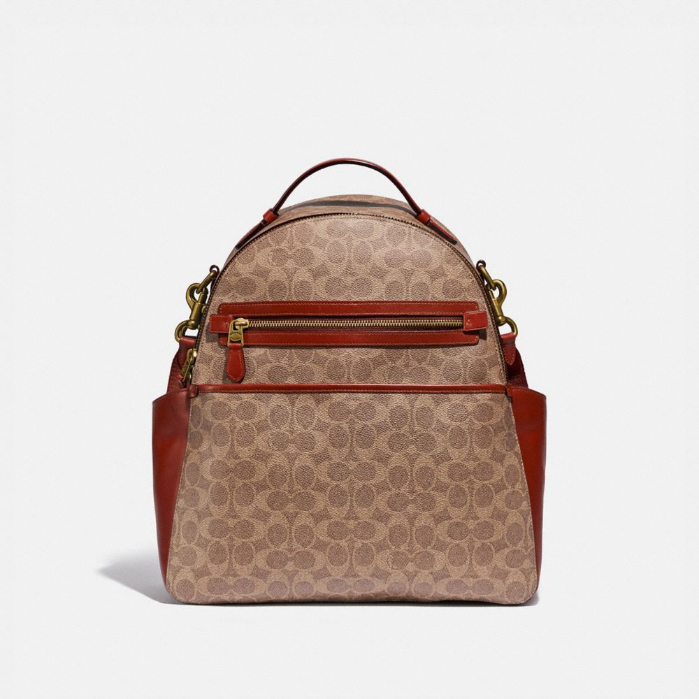 Brown / Red Coach Baby In Signature Canvas Brass Women Backpacks | SG_CH92903