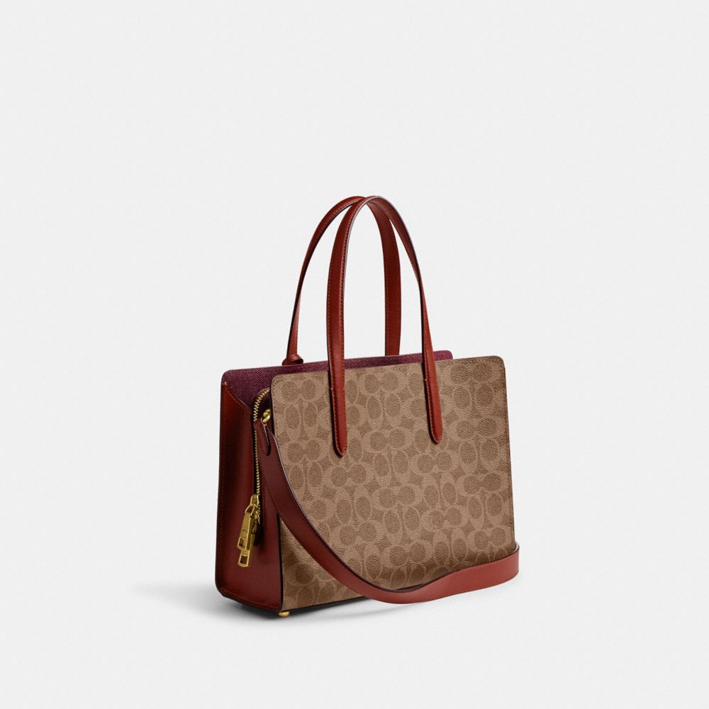 Brown / Red Coach Carter 28 In Signature Women Handbag | SG_CH40242