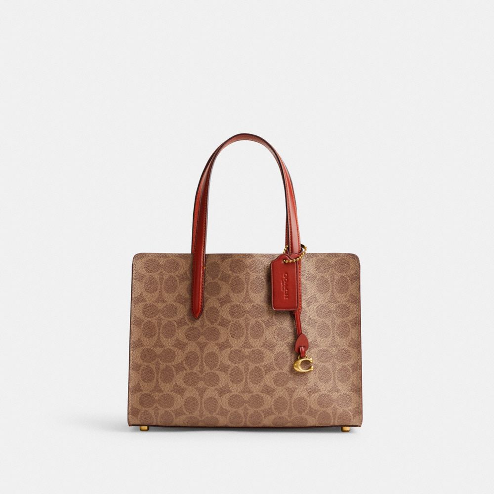 Brown / Red Coach Carter 28 In Signature Women Handbag | SG_CH40242