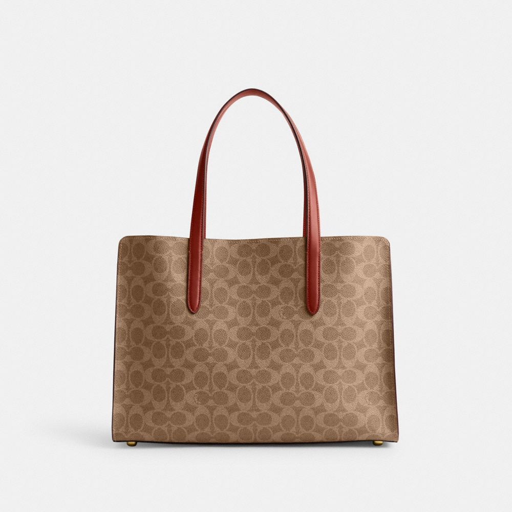 Brown / Red Coach Carter In Signature Women Handbag | SG_CH70676