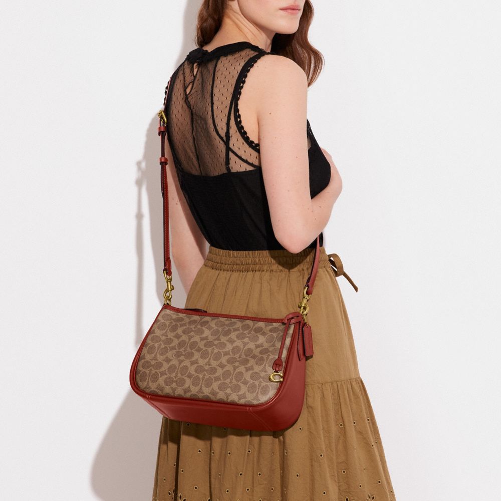 Brown / Red Coach Cary In Signature Women Crossbody Bags | SG_CH49332