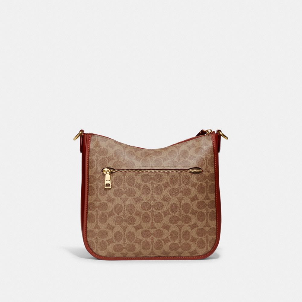 Brown / Red Coach Chaise In Signature Canvas Brass Women Crossbody Bags | SG_CH85552