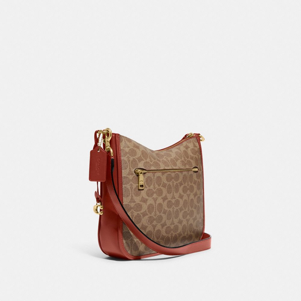 Brown / Red Coach Chaise In Signature Canvas Brass Women Crossbody Bags | SG_CH85552