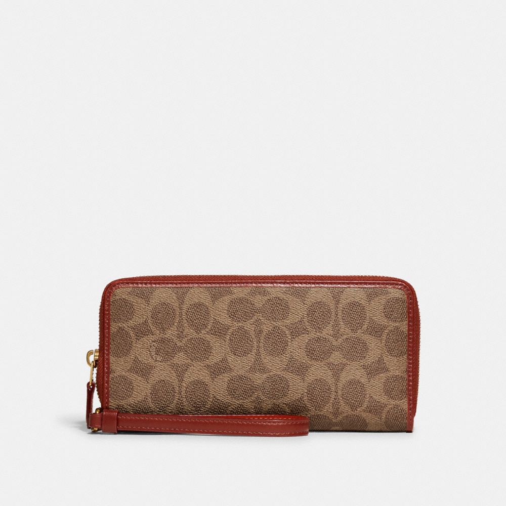 Brown / Red Coach Continental In Signature Women Large Wallets | SG_CH25165