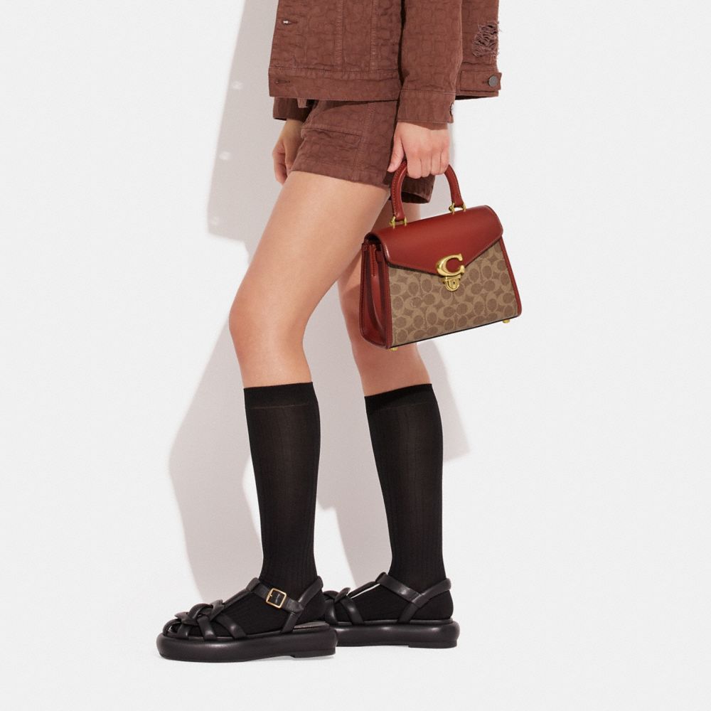 Brown / Red Coach Sammy Top Handle In Signature Women Crossbody Bags | SG_CH97414