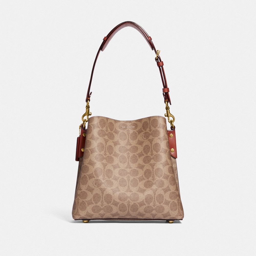 Brown / Red Coach Willow Bucket In Signature Women Shoulder Bags | SG_CH60096