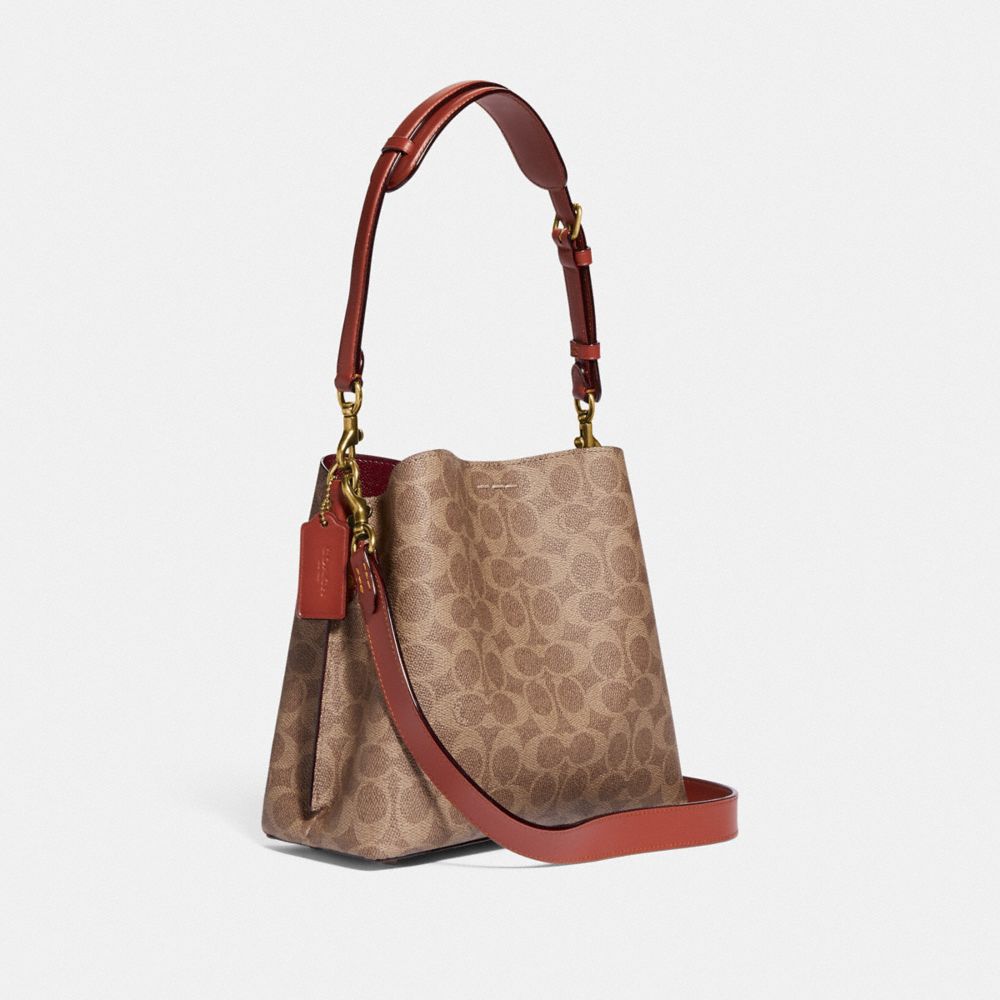 Brown / Red Coach Willow Bucket In Signature Women Shoulder Bags | SG_CH60096