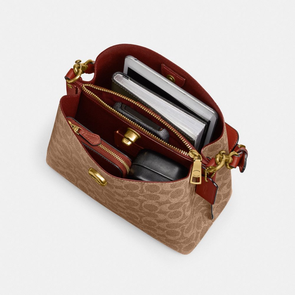 Brown / Red Coach Willow Bucket In Signature Women Shoulder Bags | SG_CH60096