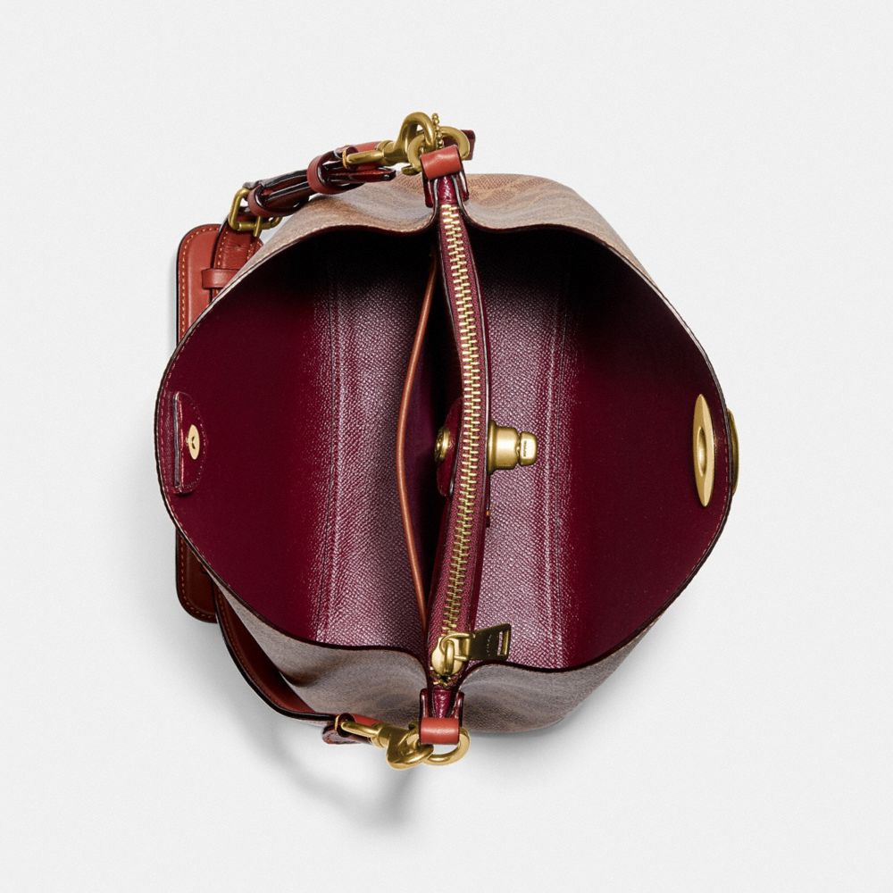 Brown / Red Coach Willow Bucket In Signature Women Shoulder Bags | SG_CH60096