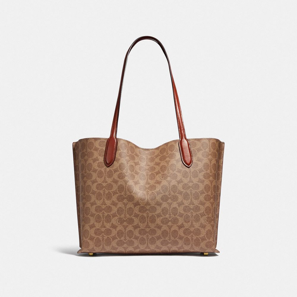 Brown / Red Coach Willow In Signature Women Tote Bag | SG_CH28429