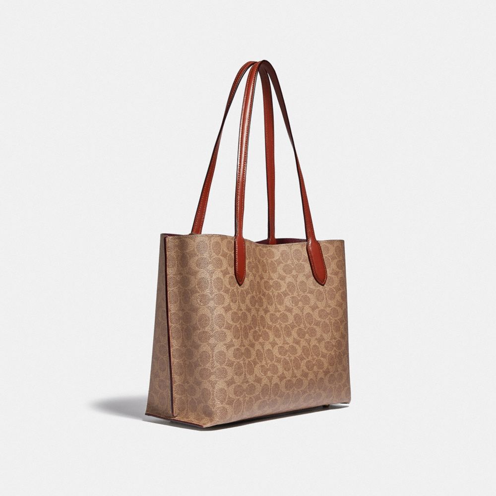 Brown / Red Coach Willow In Signature Women Tote Bag | SG_CH28429