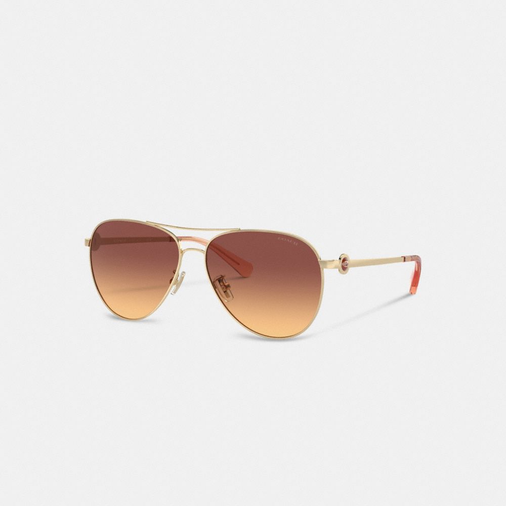 Dark Brown Coach Metal Aviator Women Sunglasses | SG_CH30357