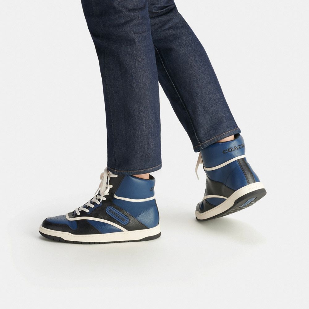 Deep Blue Coach C202 High Top Men Sneakers | SG_CH77984