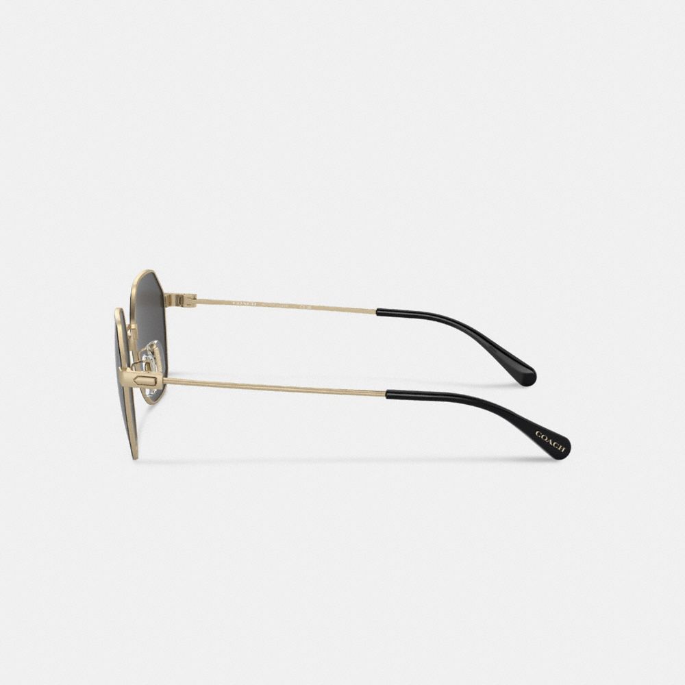 Gold Black Coach Hinged Geometric Round Men Sunglasses | SG_CH46992