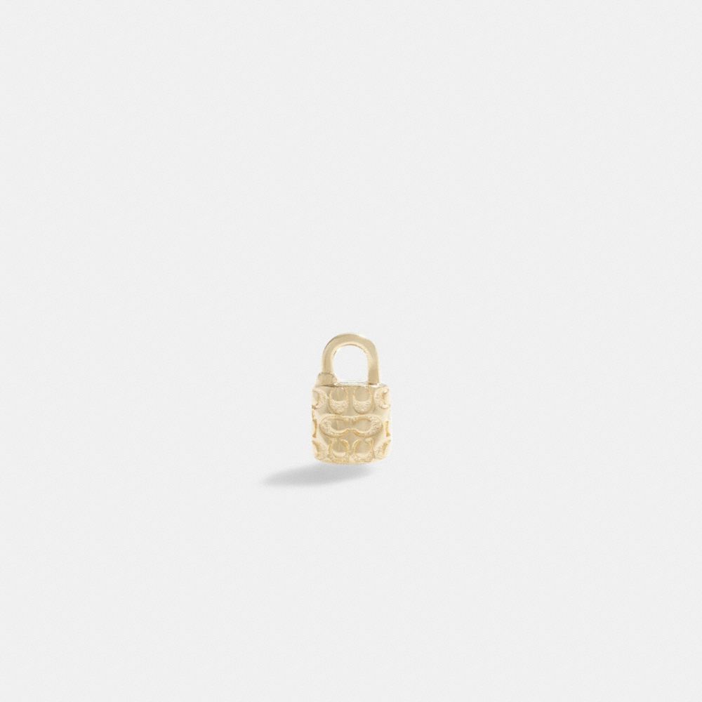 Gold Coach 14 K Quilted Signature Padlock Single Stud Women Earrings | SG_CH15656