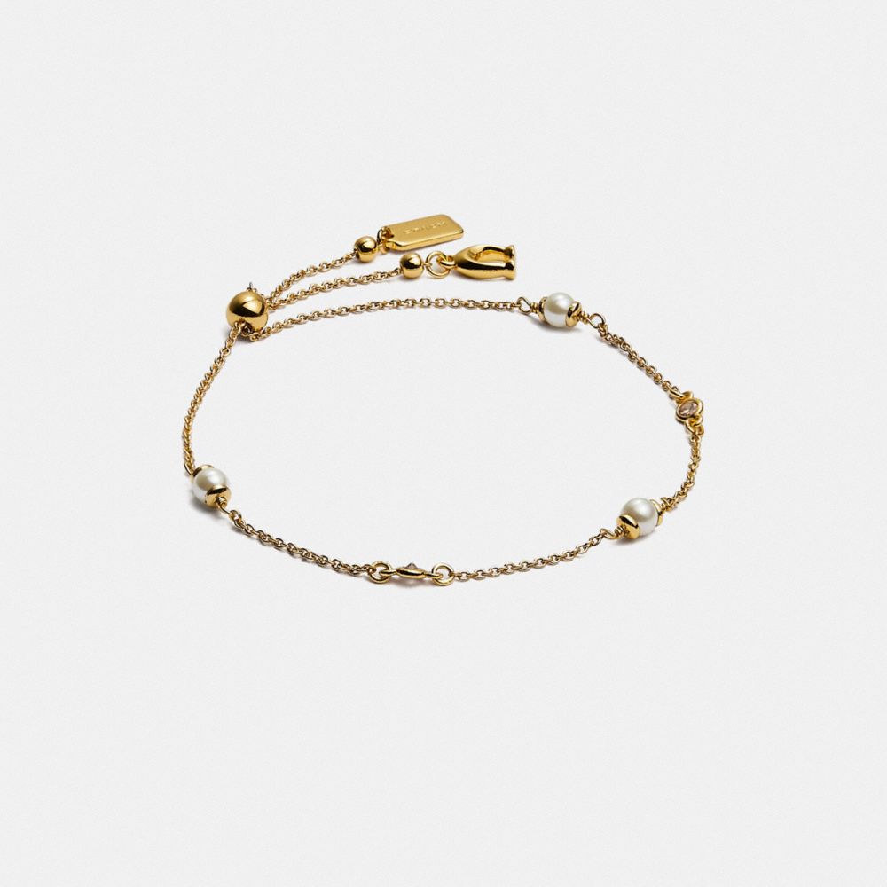 Gold Coach Classic Crystal Pearl Slider Women Bracelets | SG_CH86560