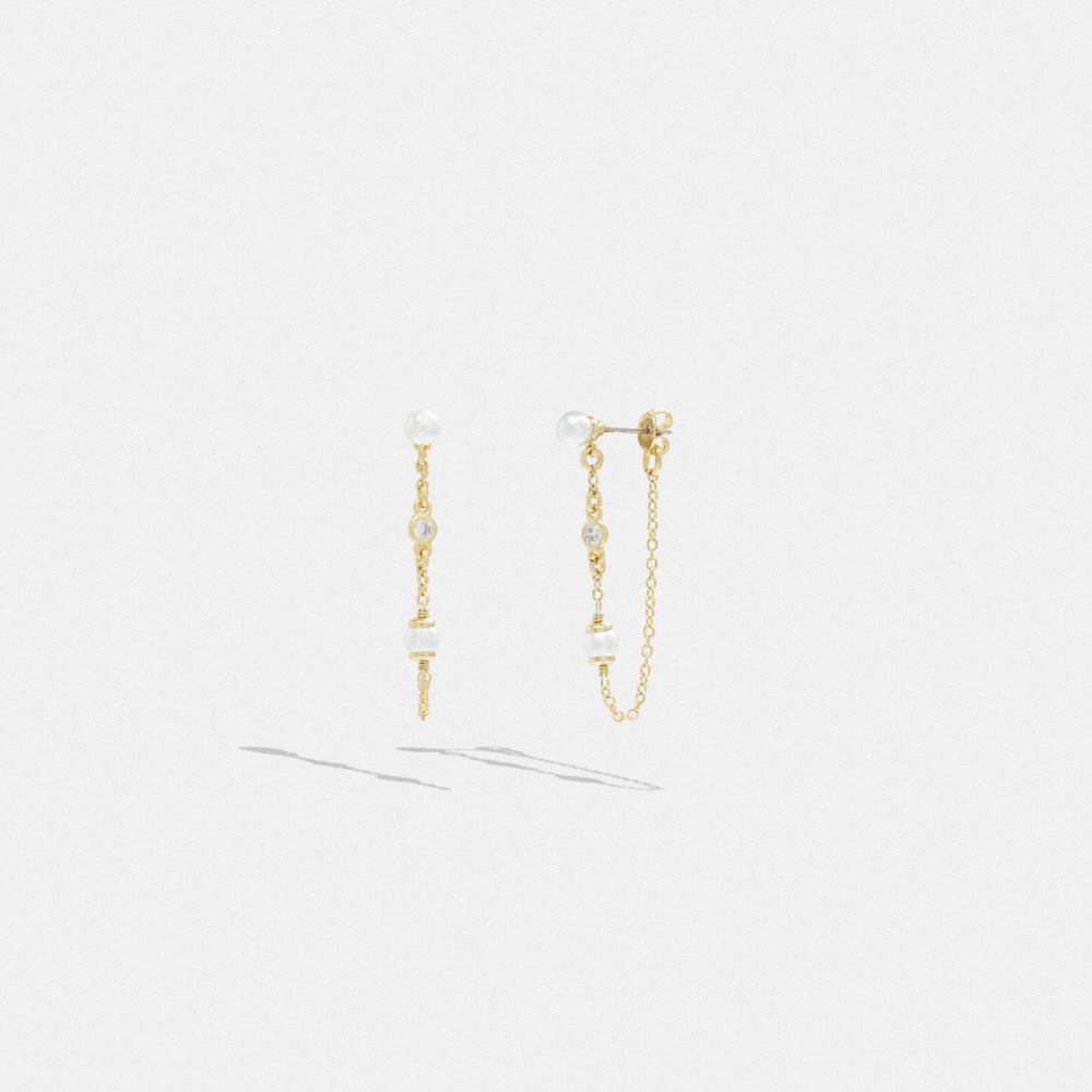 Gold Coach Classic Pearl Chain Women Earrings | SG_CH34478