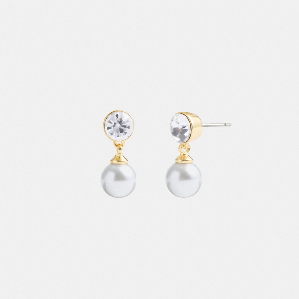 Gold Coach Classic Pearl Drop Women Earrings | SG_CH55429