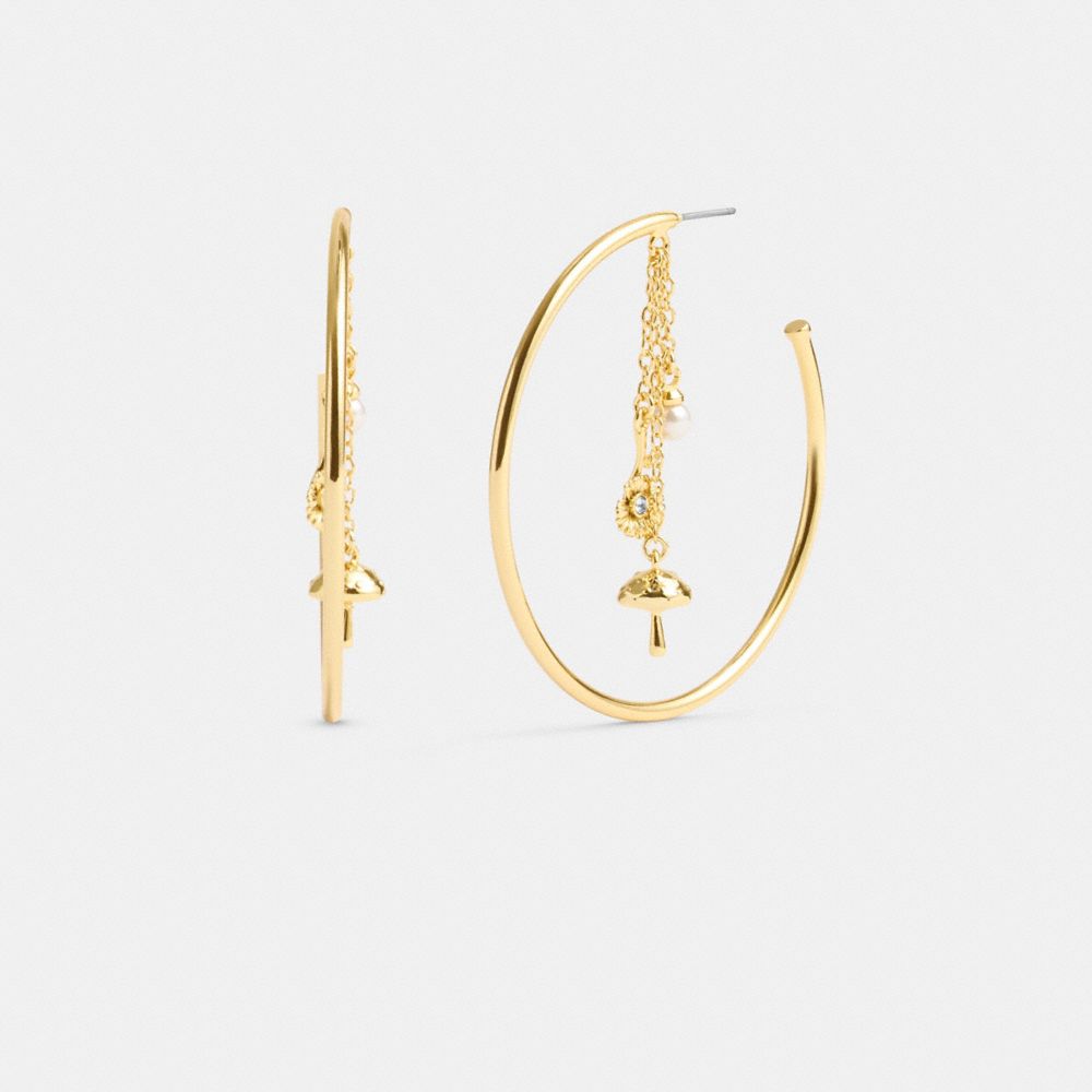 Gold Coach Garden Charms Hoop Women Earrings | SG_CH53981