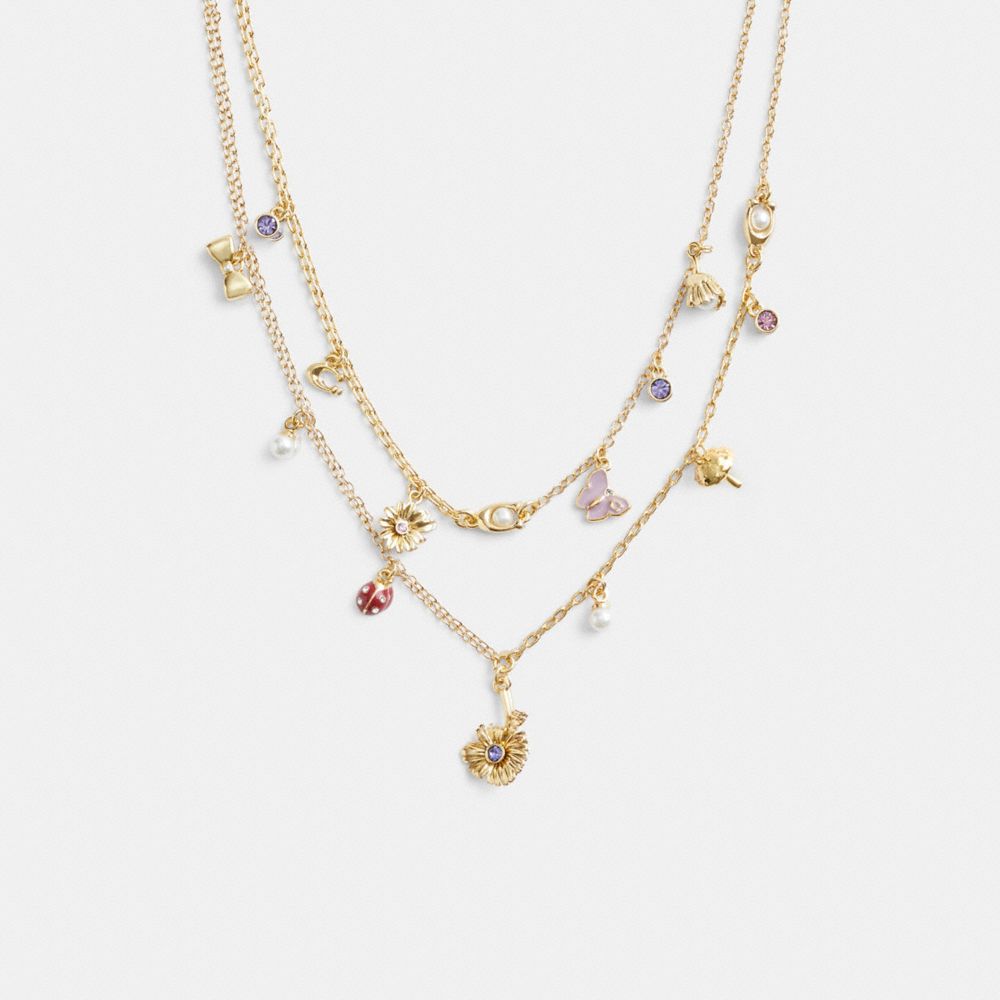 Gold Coach Garden Charms Layered Women Necklace | SG_CH51193