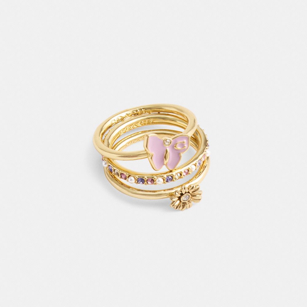 Gold Coach Garden Charms Set Women Ring | SG_CH76459