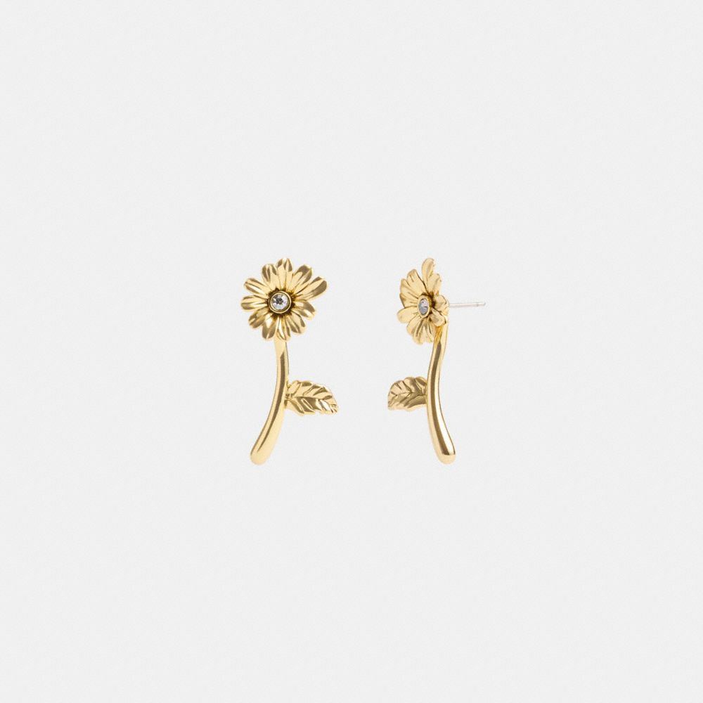 Gold Coach Garden Flower Stem Stud Women Earrings | SG_CH43624