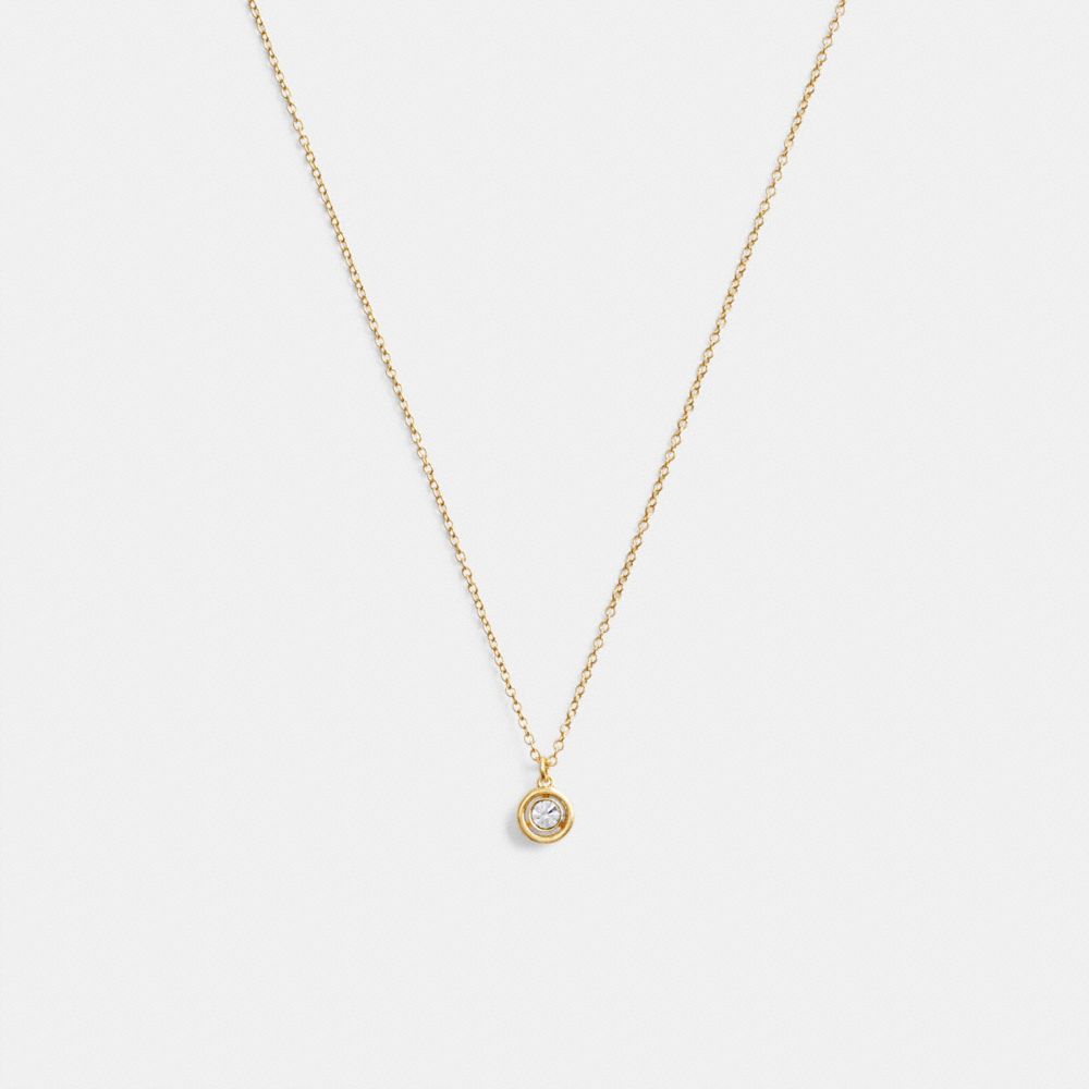 Gold Coach Halo Round Pendant Women Necklace | SG_CH36030