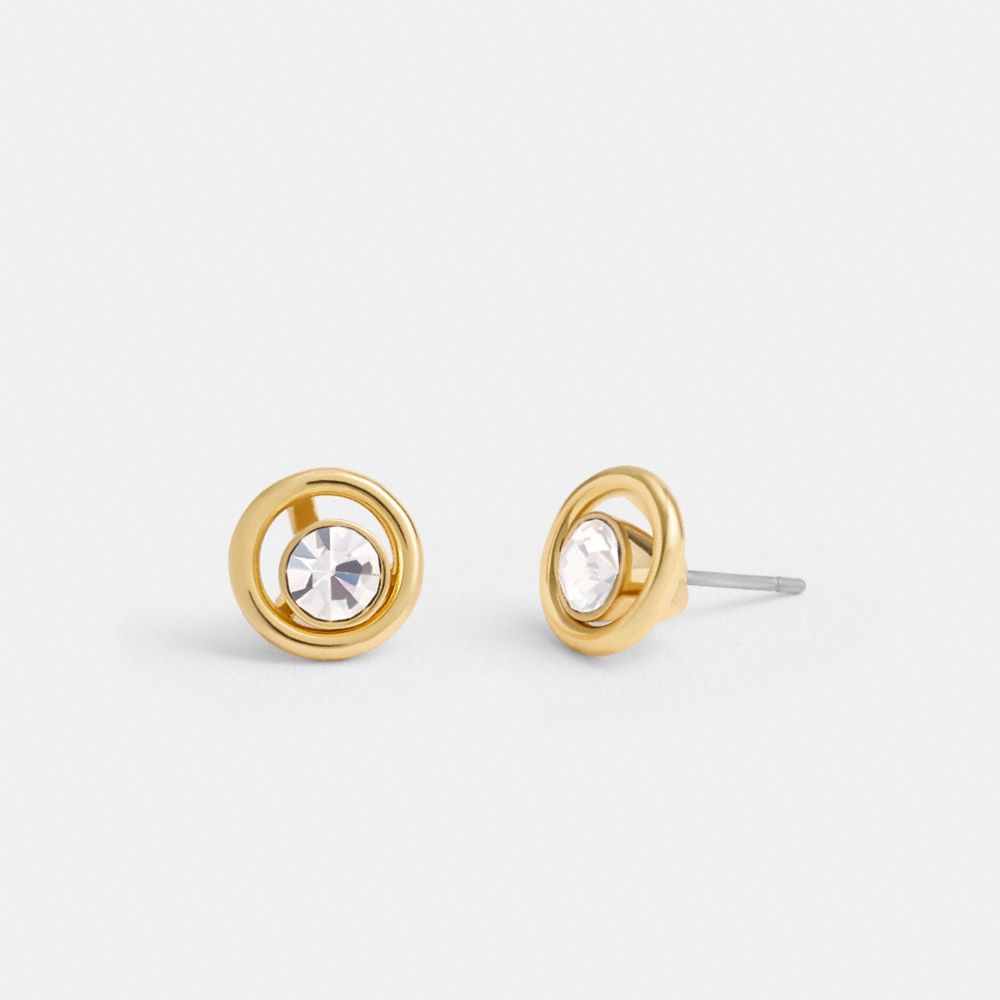 Gold Coach Halo Round Stud Women Earrings | SG_CH10655