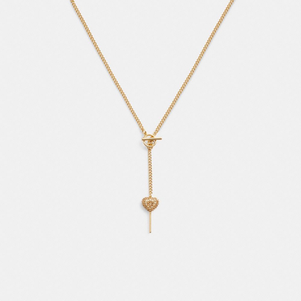 Gold Coach Heart Lollipop Lariat Women Necklace | SG_CH40059