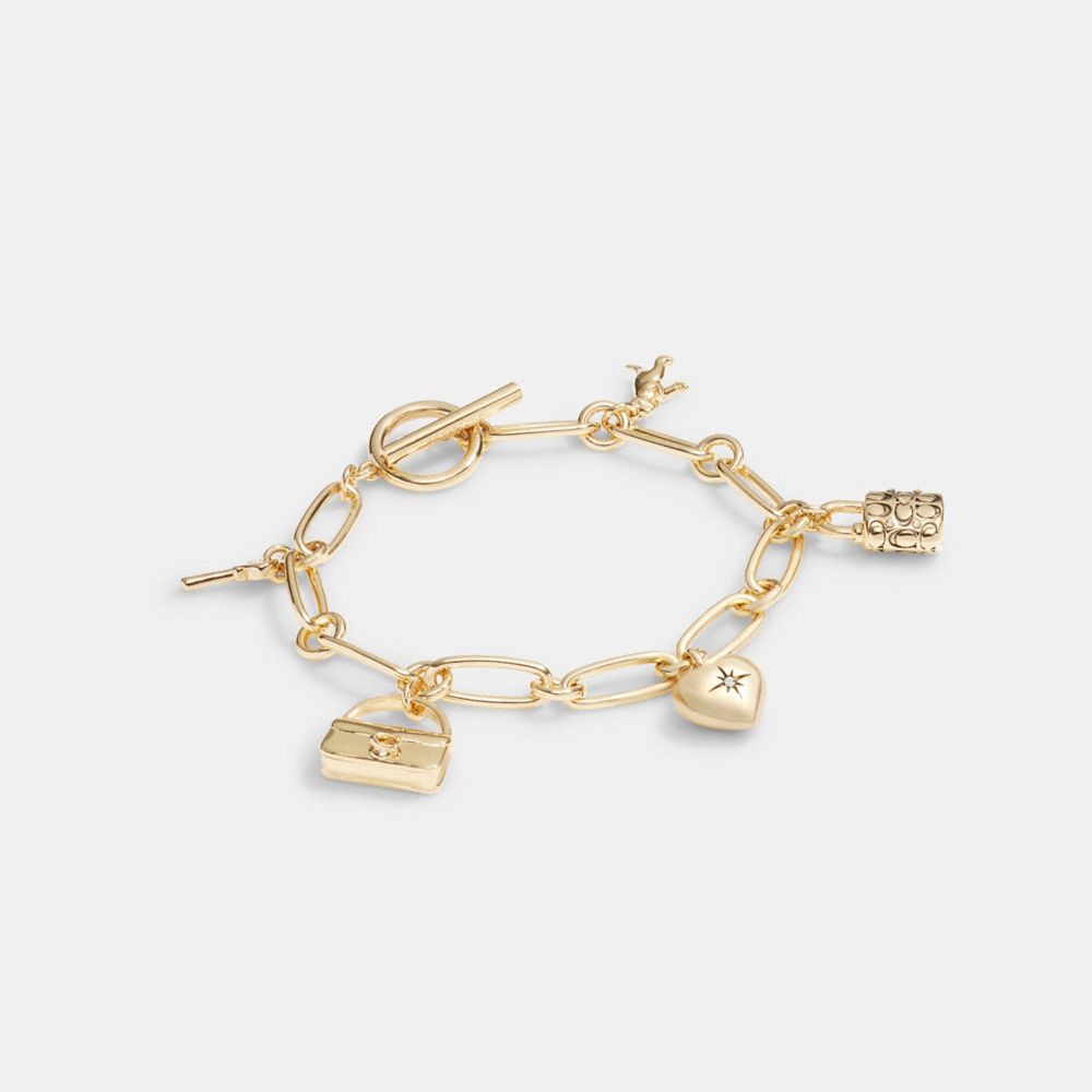 Gold Coach Iconic Charm Chain Women Bracelets | SG_CH46143