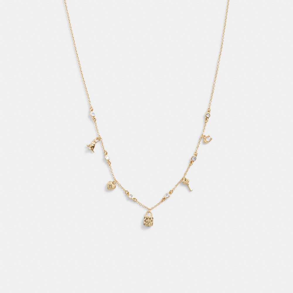 Gold Coach Mini Iconic Charm Women Necklace | SG_CH37975