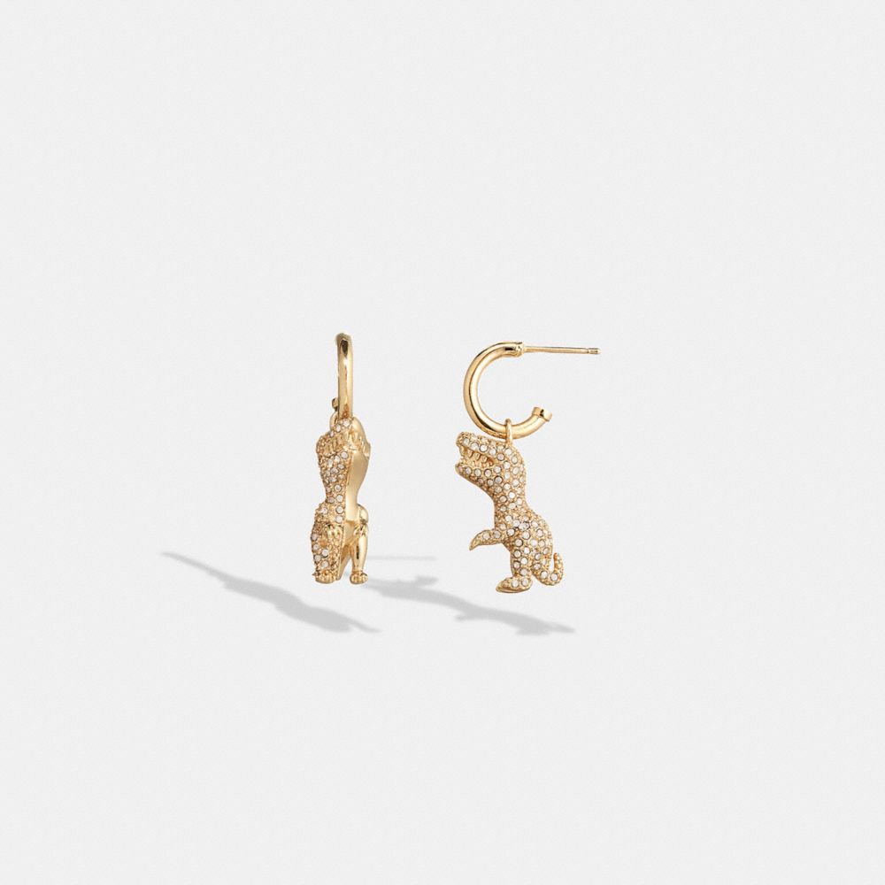 Gold Coach Pavé Rexy Huggie Women Earrings | SG_CH50972